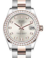 Rolex Lady-Datejust 31 Rose Gold/Steel Silver Diamond Dial & Diamond Bezel Oyster Bracelet 278381RBR