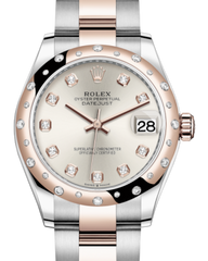 Rolex Lady-Datejust 31 Rose Gold/Steel Silver Diamond Dial & Domed Set with Diamonds Bezel Oyster Bracelet 278341RBR