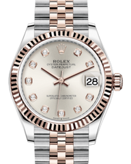 Rolex Lady-Datejust 31 Rose Gold/Steel Silver Diamond Dial & Fluted Bezel Jubilee Bracelet 278271 - Fresh - NY WATCH LAB