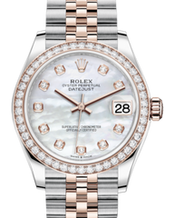 Rolex Lady-Datejust 31 Rose Gold/Steel White Mother of Pearl Diamond Dial & Diamond Bezel Jubilee Bracelet 278381RBR -