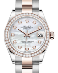 Rolex Lady-Datejust 31 Rose Gold/Steel White Mother of Pearl Diamond Dial & Diamond Bezel Oyster Bracelet 278381RBR