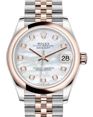 Rolex Lady-Datejust 31 Rose Gold/Steel White Mother of Pearl Diamond Dial & Smooth Domed Bezel Jubilee Bracelet 278241