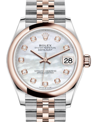 Rolex Lady-Datejust 31 Rose Gold/Steel White Mother of Pearl Diamond Dial & Smooth Domed Bezel Jubilee Bracelet 278241