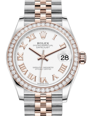 Rolex Lady-Datejust 31 Rose Gold/Steel White Roman Dial & Diamond Bezel Jubilee Bracelet 278381RBR