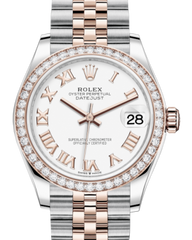 Rolex Lady-Datejust 31 Rose Gold/Steel White Roman Dial & Diamond Bezel Jubilee Bracelet 278381RBR