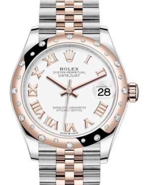 Rolex Lady-Datejust 31 Rose Gold/Steel White Roman Dial & Domed Set with Diamonds Bezel Jubilee Bracelet 278341RBR - Fresh - NY WATCH LAB