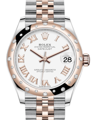 Rolex Lady-Datejust 31 Rose Gold/Steel White Roman Dial & Domed Set with Diamonds Bezel Jubilee Bracelet 278341RBR - Fresh - NY WATCH LAB