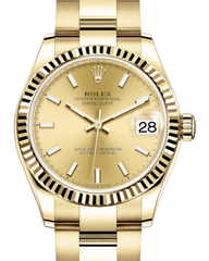Rolex Lady-Datejust 31 Yellow Gold Champagne Index Dial & Fluted Bezel Oyster Bracelet 278278