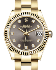 Rolex Lady-Datejust 31 Yellow Gold Dark Grey Diamond Dial & Fluted Bezel Oyster Bracelet 278278