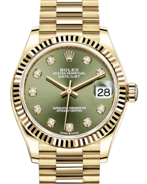 Beundringsværdig Monopol Hviske Rolex Lady-Datejust 31 Yellow Gold Olive Green Diamond Dial & Fluted B – NY  WATCH LAB