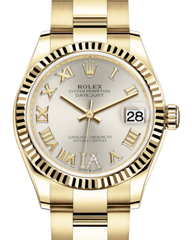 Rolex Lady-Datejust 31 Yellow Gold Silver Roman Diamond VI Dial & Fluted Bezel Oyster Bracelet 278278