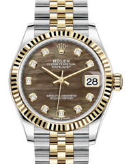 Rolex Lady-Datejust 31 Yellow Gold/Steel Black Mother of Pearl Diamond Dial & Fluted Bezel Jubilee Bracelet 278273