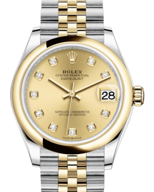 Rolex Lady-Datejust 31 Yellow Gold/Steel Champagne Diamond Dial & Smooth Domed Bezel Jubilee Bracelet 278243 - Fresh - NY WATCH LAB