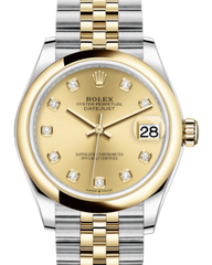 Rolex Lady-Datejust 31 Yellow Gold/Steel Champagne Diamond Dial & Smooth Domed Bezel Jubilee Bracelet 278243 - Fresh - NY WATCH LAB