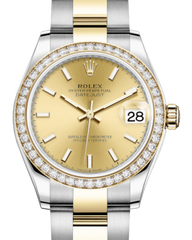 Rolex Lady-Datejust 31 Yellow Gold/Steel Champagne Index Dial & Diamond Bezel Oyster Bracelet 278383RBR