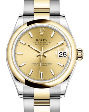 Rolex Lady-Datejust 31 Yellow Gold/Steel Champagne Index Dial & Smooth Domed Bezel Oyster Bracelet 278243 - Fresh - NY WATCH LAB