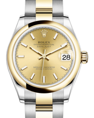 Rolex Lady-Datejust 31 Yellow Gold/Steel Champagne Index Dial & Smooth Domed Bezel Oyster Bracelet 278243 - Fresh - NY WATCH LAB