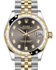 Rolex Lady-Datejust 31 Yellow Gold/Steel Dark Grey Diamond Dial & Domed Set with Diamonds Bezel Jubilee Bracelet 278343RBR
