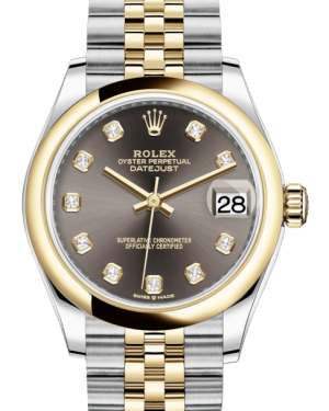 Rolex Lady-Datejust 31 Yellow Gold/Steel Dark Grey Diamond Dial & Smooth Domed Bezel Jubilee Bracelet 278243 - Fresh - NY WATCH LAB