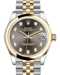 Rolex Lady-Datejust 31 Yellow Gold/Steel Dark Grey Diamond Dial & Smooth Domed Bezel Jubilee Bracelet 278243 - Fresh - NY WATCH LAB
