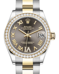 Rolex Lady-Datejust 31 Yellow Gold/Steel Dark Grey Roman Diamond VI Dial & Diamond Bezel Oyster Bracelet 278383RBR