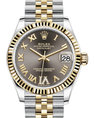 Rolex Lady-Datejust 31 Yellow Gold/Steel Dark Grey Roman Diamond VI Dial & Fluted Bezel Jubilee Bracelet 278273 - Fresh - NY WATCH LAB