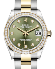 Rolex Lady-Datejust 31 Yellow Gold/Steel Olive Green Diamond Dial & Diamond Bezel Oyster Bracelet 278383RBR