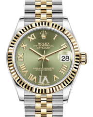 Rolex Lady-Datejust 31 Yellow Gold/Steel Olive Green Roman Diamond VI Dial & Fluted Bezel Jubilee Bracelet 278273 - Fresh - NY WATCH LAB