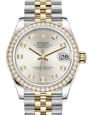Rolex Lady-Datejust 31 Yellow Gold/Steel Silver Diamond Dial