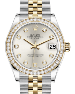 Rolex Lady-Datejust 31 Yellow Gold/Steel Silver Diamond Dial & Diamond Bezel Jubilee Bracelet 278383RBR