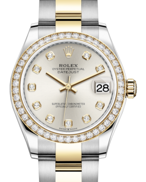 Rolex Lady-Datejust 31 Yellow Gold/Steel Silver Diamond Dial & Diamond Bezel Oyster Bracelet 278383RBR