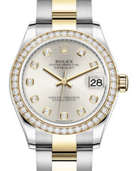 Rolex Lady-Datejust 31 Yellow Gold/Steel Silver Diamond Dial & Diamond Bezel Oyster Bracelet 278383RBR