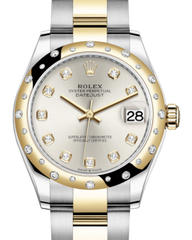 Rolex Lady-Datejust 31 Yellow Gold/Steel Silver Diamond Dial & Domed Set with Diamonds Bezel Oyster Bracelet 278343RBR