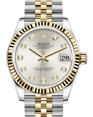 Rolex Lady-Datejust 31 Yellow Gold/Steel Silver Diamond Dial & Fluted – NY  WATCH LAB