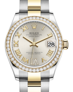 Rolex Lady-Datejust 31 Yellow Gold/Steel Silver Roman Diamond VI Dial & Diamond Bezel Oyster Bracelet 278383RBR