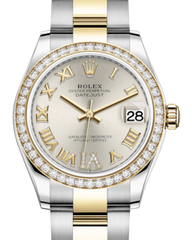 Rolex Lady-Datejust 31 Yellow Gold/Steel Silver Roman Diamond VI Dial & Diamond Bezel Oyster Bracelet 278383RBR