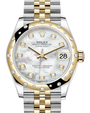 Rolex Lady-Datejust 31 Yellow Gold/Steel White Mother of Pearl Diamond Dial & Domed Set with Diamonds Bezel Jubilee Bracelet 278343RBR