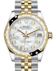 Rolex Lady-Datejust 31 Yellow Gold/Steel White Mother of Pearl Diamond Dial & Domed Set with Diamonds Bezel Jubilee Bracelet 278343RBR