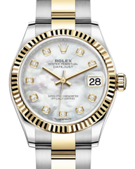 Rolex Lady-Datejust 31 Yellow Gold/Steel White Mother of Pearl Diamond Dial & Fluted Bezel Oyster Bracelet 278273