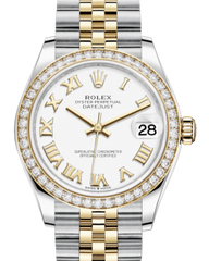 Rolex Lady-Datejust 31 Yellow Gold/Steel White Roman Dial & Diamond Bezel Jubilee Bracelet 278383RBR
