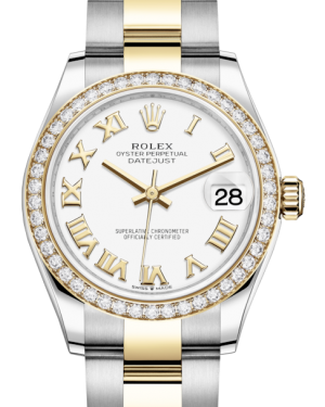 Rolex Lady-Datejust 31 Yellow Gold/Steel White Roman Dial & Diamond Bezel Oyster Bracelet 278383RBR