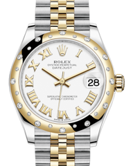 Rolex Lady-Datejust 31 Yellow Gold/Steel White Roman Dial & Domed Set with Diamonds Bezel Jubilee Bracelet 278343RBR - Fresh - NY WATCH LAB