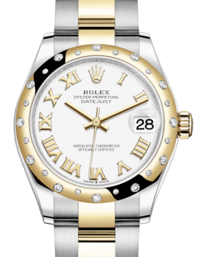 Rolex Lady-Datejust 31 Yellow Gold/Steel White Roman Dial & Domed Set with Diamonds Bezel Oyster Bracelet 278343RBR - Fresh - NY WATCH LAB