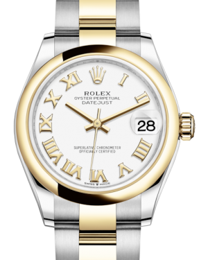 Rolex Lady-Datejust 31 Yellow Gold/Steel White Roman Dial & Smooth Domed Bezel Oyster Bracelet 278243 - Fresh - NY WATCH LAB