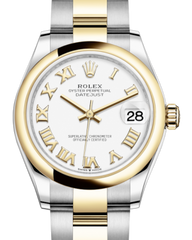 Rolex Lady-Datejust 31 Yellow Gold/Steel White Roman Dial & Smooth Domed Bezel Oyster Bracelet 278243 - Fresh - NY WATCH LAB