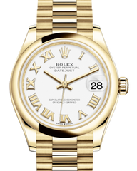 Rolex Lady-Datejust 31 Yellow Gold White Roman Dial & Smooth Domed Bezel President Bracelet 278248
