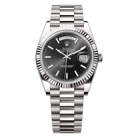 Rolex Day-Date 40mm Black Index Dial Platinum Bracelet 228236