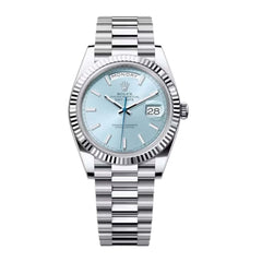 Rolex Day-Date 40mm Ice Blue Index Dial Platinum Bracelet 228236