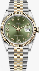 Rolex Datejust 36mm Wimbledon Dial Jubilee Bracelet Yellow Gold and Steel 126233