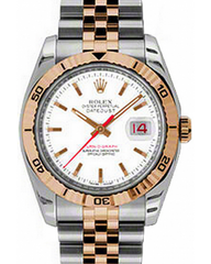 Rolex Datejust 36 Rose Gold/Steel White Index Dial & Turn-O-Graph Thunderbird Bezel Jubilee Bracelet 116261